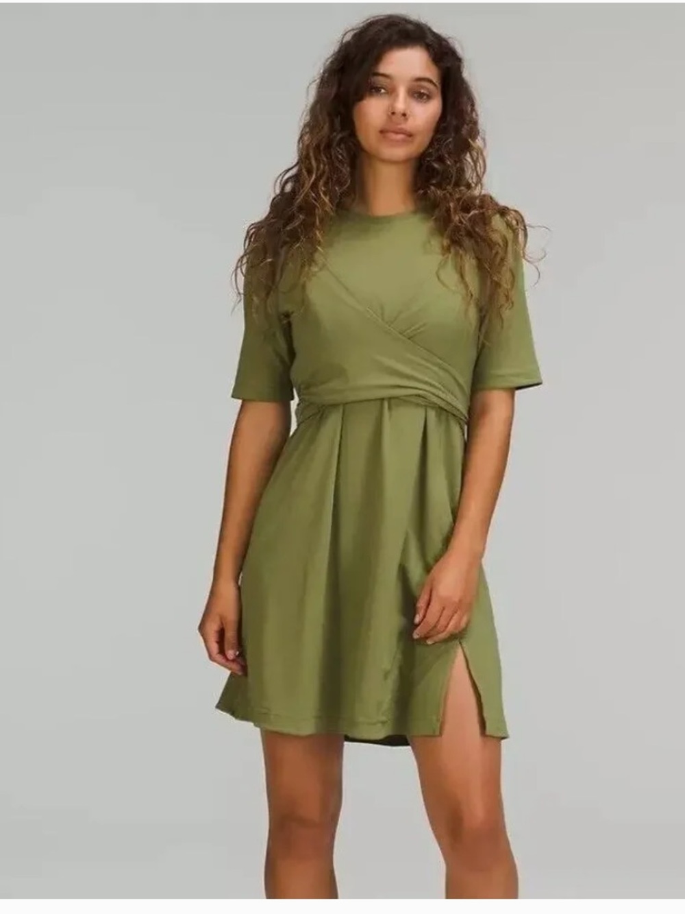 Lululemon Bronze Green Wrap Front Dress